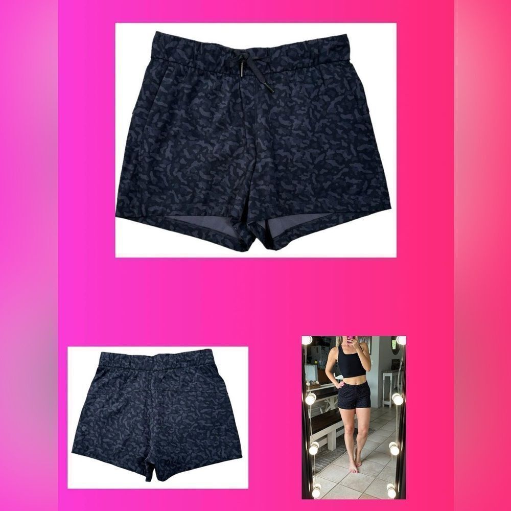 CRZ YOGA Black Camouflage Drawstring Waist 2.5 Active Shorts